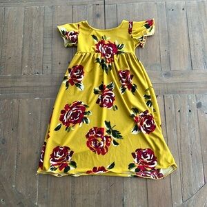 Wood mouse and thistle mustard rose dress